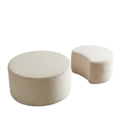 Nesting Coffee Table Set Of 2,Upholstered Round Coffee Tables Set Of 2 For Living Room, Modern Foam Round Coffee Table Side Table End Table Ottoman, No Assembly
