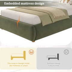 Upholstered Bed, Single Bed, Children's Bed, 3ft-90 X 190cm, Hydraulic Bed, Bed With Headboard And Large Storage Space, Upholstered Headboard, Velvet, Green
