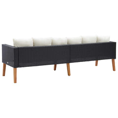 3-seater garden sofa with cushions, poly rattan;   1-seater garden sofa