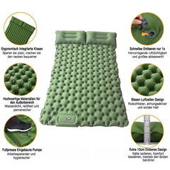 Inflatable Double Camping Mat Ultralight Air Bed Sleeping Mattress & Pillow New