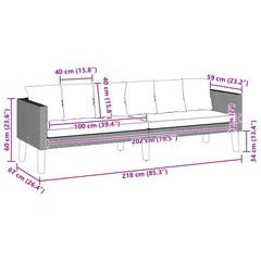3-seater garden sofa with cushions, poly rattan;   1-seater garden sofa