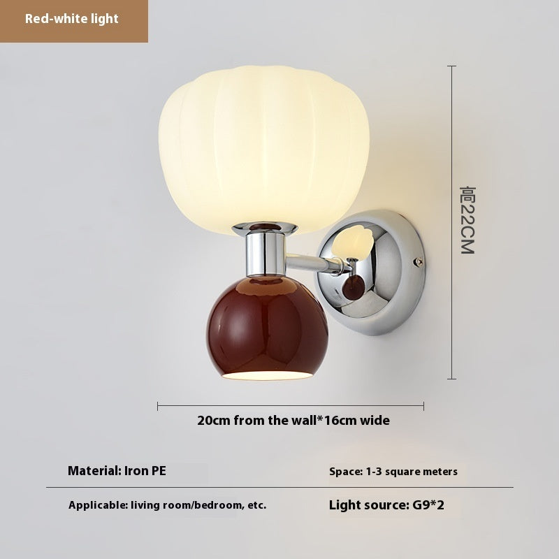 Cream Style Pumpkin Wall Lamp Master Bedroom Bedside Lamp