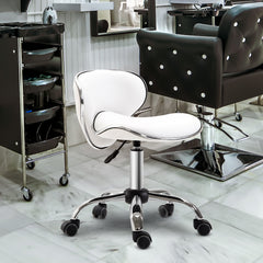 Adjustable Rolling Swivel Beauty Salon Chair, Stool For Spa, Technician - White
