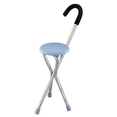 Folding Cane Seat Chair Walking Stick Tripod Hiking Stool Adjustable Height