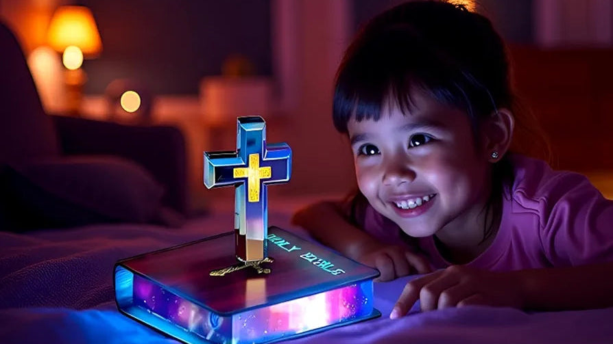 Magnetic Levitating Cross Lamp, Levitating Display 360°Floating Bible Night Light with Magnetic Levitation Touch Control Christian Decor for Home Office Bedroom 