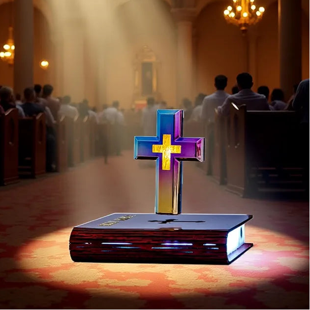 Magnetic Levitating Cross Lamp, Levitating Display 360°Floating Bible Night Light with Magnetic Levitation Touch Control Christian Decor for Home Office Bedroom 