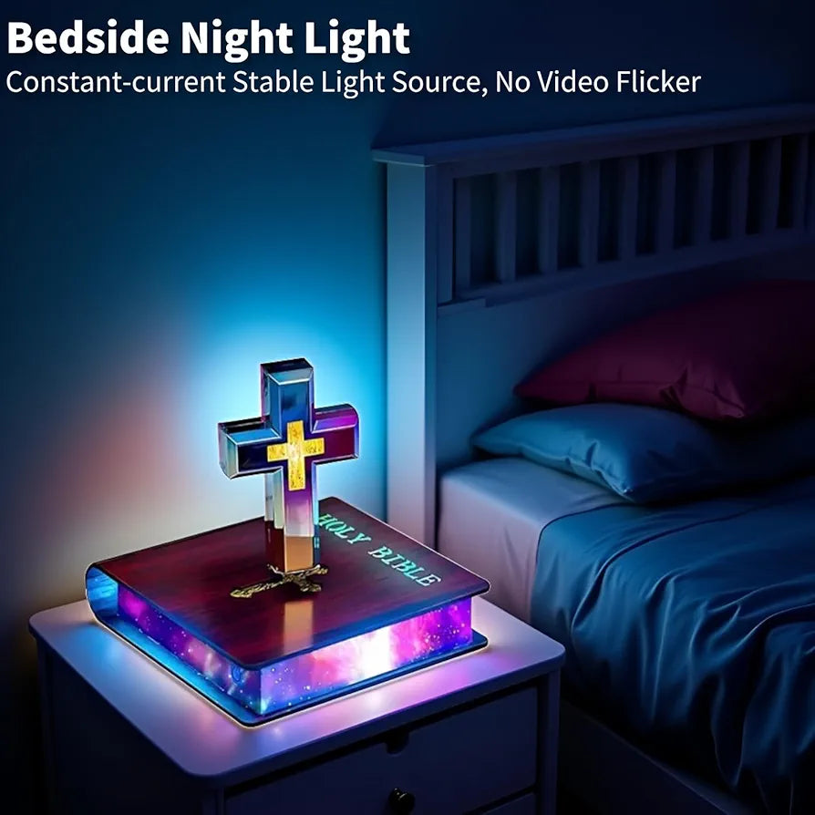 Magnetic Levitating Cross Lamp, Levitating Display 360°Floating Bible Night Light with Magnetic Levitation Touch Control Christian Decor for Home Office Bedroom 