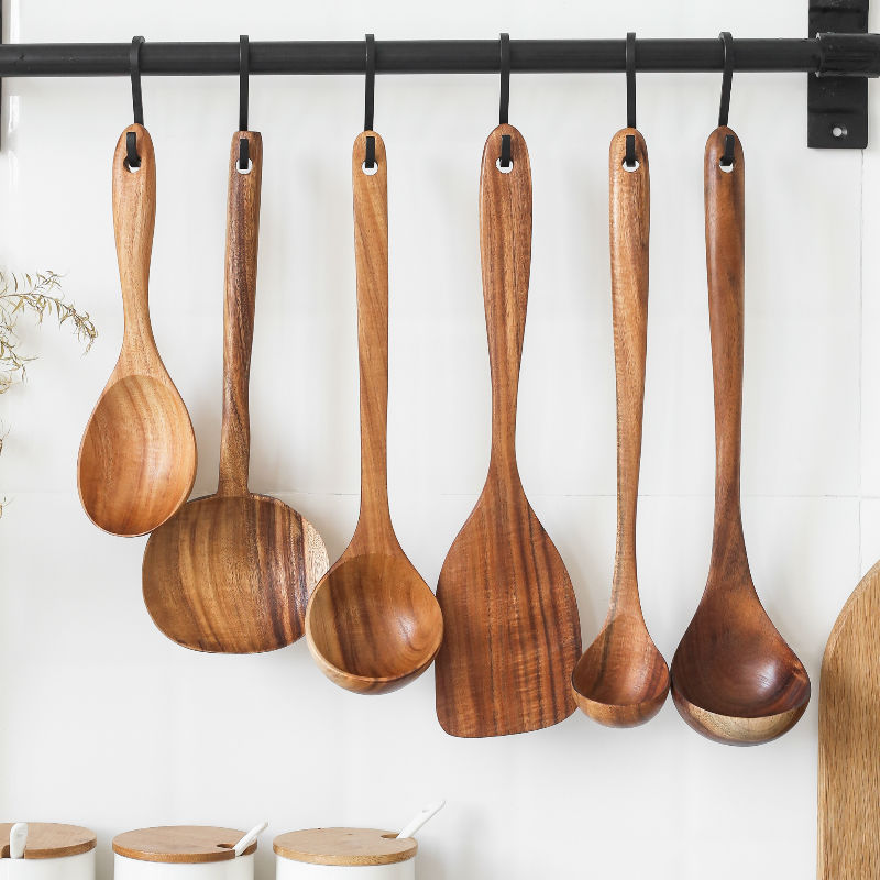 High Temperature Vegetable Spatula Acacia Wood Cooking Set Wooden Spatula