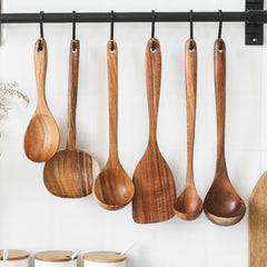 High Temperature Vegetable Spatula Acacia Wood Cooking Set Wooden Spatula