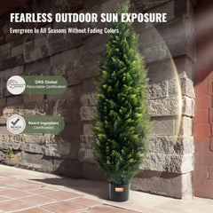 2 Pack 152.4 Cm Artificial Cedar Topiary Tree Faux Plant UV Decor In/Outdoor