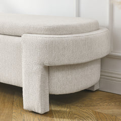 Linen Fabric Bench With Large Storage For Living Room, Entryway, Bedroom