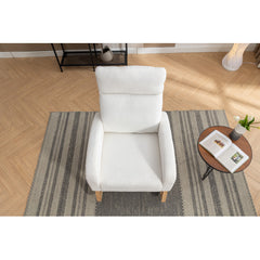 Mid Century Modern Teddy Fabric Upholstered Rocking Chair Padded Seat For Living Room Bedroom, Beige