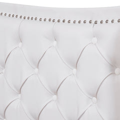 Upholstered Bed 135 X 190cm - Bed With Slatted Frame, 2 Drawers And Headboard With Pull Point Rivets - Wood & Faux Leather - White - Youth Bed Guest Bed