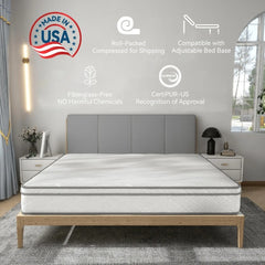 Queen Mattress, 12 Inch Hybrid Mattress With Memory Foam & Pocket Spring, Queen Mattress In A Box, Medium Firm Support, CertiPUR-US Certified