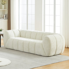 Chenille Pure Foam Sofa, Modern Quilted Cloud Sofa, Deep-Seat Chenille Pure Foam Sofa, Comfortable Modern Three-Seater Sofa, Suitable For Living Rooms, Bedrooms, And Apartments