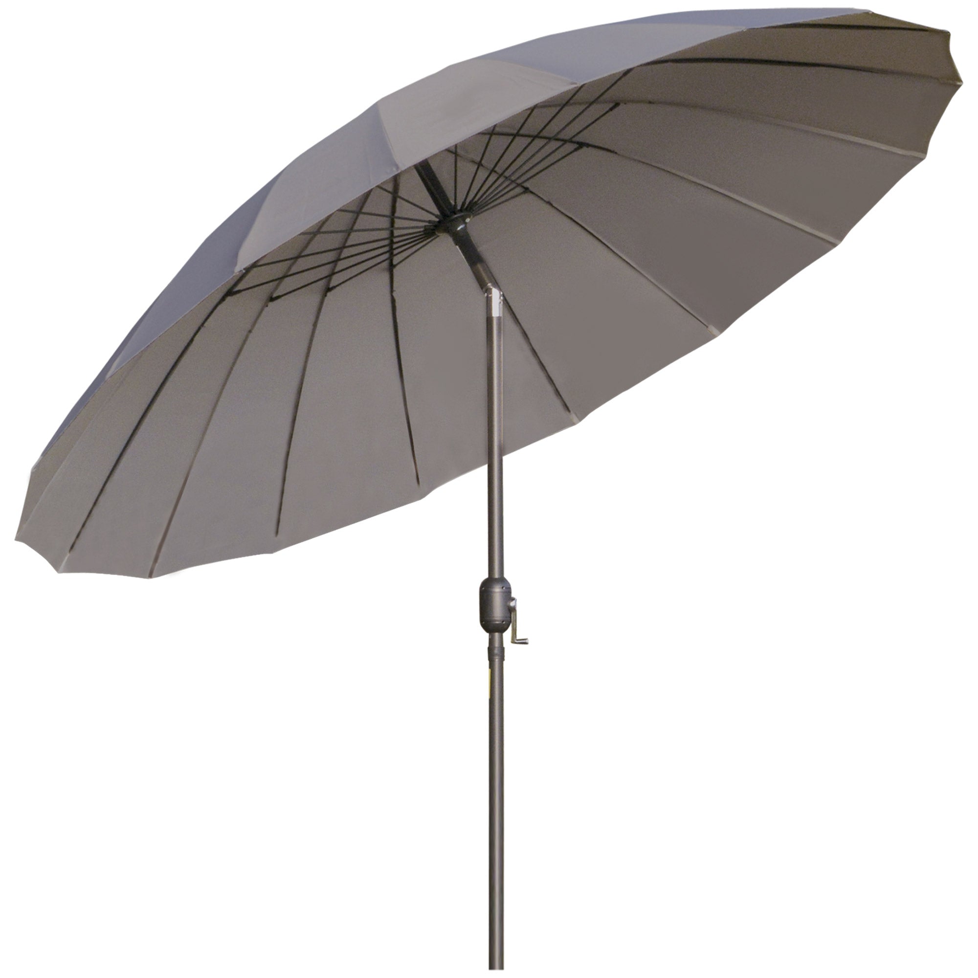 2.5m Shanghai Garden Parasol Umbrella With Crank & Tilt, Adjustable Outdoor Sun Shade, Grey