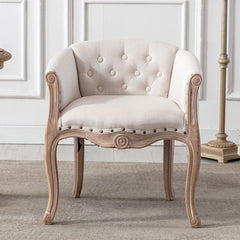 European-style Solid Wood Fabric Dining Chair With Backrest Sofa Chair Coffee Shop