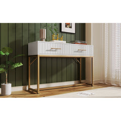 Dressing Table With 2 Drawers 75 Cm High ,Chest Of Drawers Bedroom Highboard White Sideboard Chest Of Drawers For Bedroom, White  H76.5 W100 D45 Cm