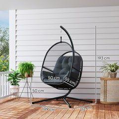 Hanging Egg Chair, With Cushion - Dark Grey