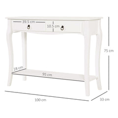 Console Table Modern Sofa Side Desk With Storage Shelves Drawers For Living Room Entryway Bedroom Ivory White