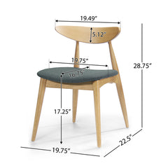 Set Of 2 Retro Rubberwood Chairs With Ergonomic Back & Plush Cushions, Natural-Gray