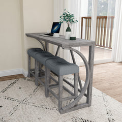 Bar Table Set With Power Socket, Bar Table And Chair Set For Living Room, Dining Room, Games Room