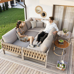 Garden Furniture Set With Adjustable Legs, Water-repellent And Removable Cushions, Modular Garden Lounge Set For 5-6 People, Suitable For Balconies, Gardens, And Patios, Beige