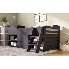 Cabin Bed Mid Sleeper Bed Frame Storage Kids Wooden Bed With Drawers Shelf Storage Low Sleeper Bed 3ft Single Children's White Wooden Bed - 3ft Single 90 X 190 Cm Frame Only