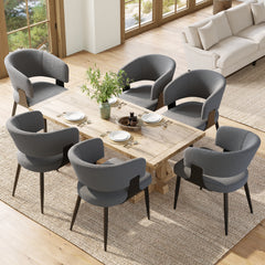 Modern Dining Chairs Set Of 6,Dining Room Chairs With Metal Legs  Upholstered Fabric Dining Room Chairs With Curved Backrest, Soft Cushion Seat, And Sturdy Metal Frame