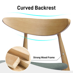 Set Of 2 Retro Rubberwood Chairs With Ergonomic Back & Plush Cushions, Natural-Gray