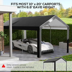 10 X 20ft Carport Roof, UV Resistant Canopy Replacement, Fits 84C-378V00 And 84C-206 Series, Dark Gray
