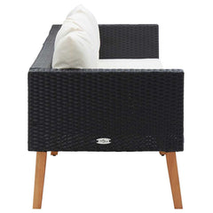 3-seater garden sofa with cushions, poly rattan;   1-seater garden sofa