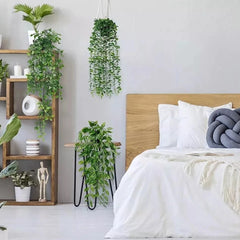 3 Pack Artificial Hanging Plants In Pots Indoor Fake Trailing Plants Home Room UK NEW
