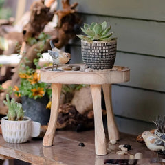 Solid Wood Retro Low Stool Decorative Storage Base Support Furnishings