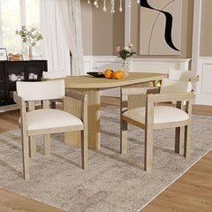Set Of 6, Solid Wood Chairs, Dining Chairs, Suitable For Homes, Restaurants, Living Rooms, And Cafes, Linen, Natural Color