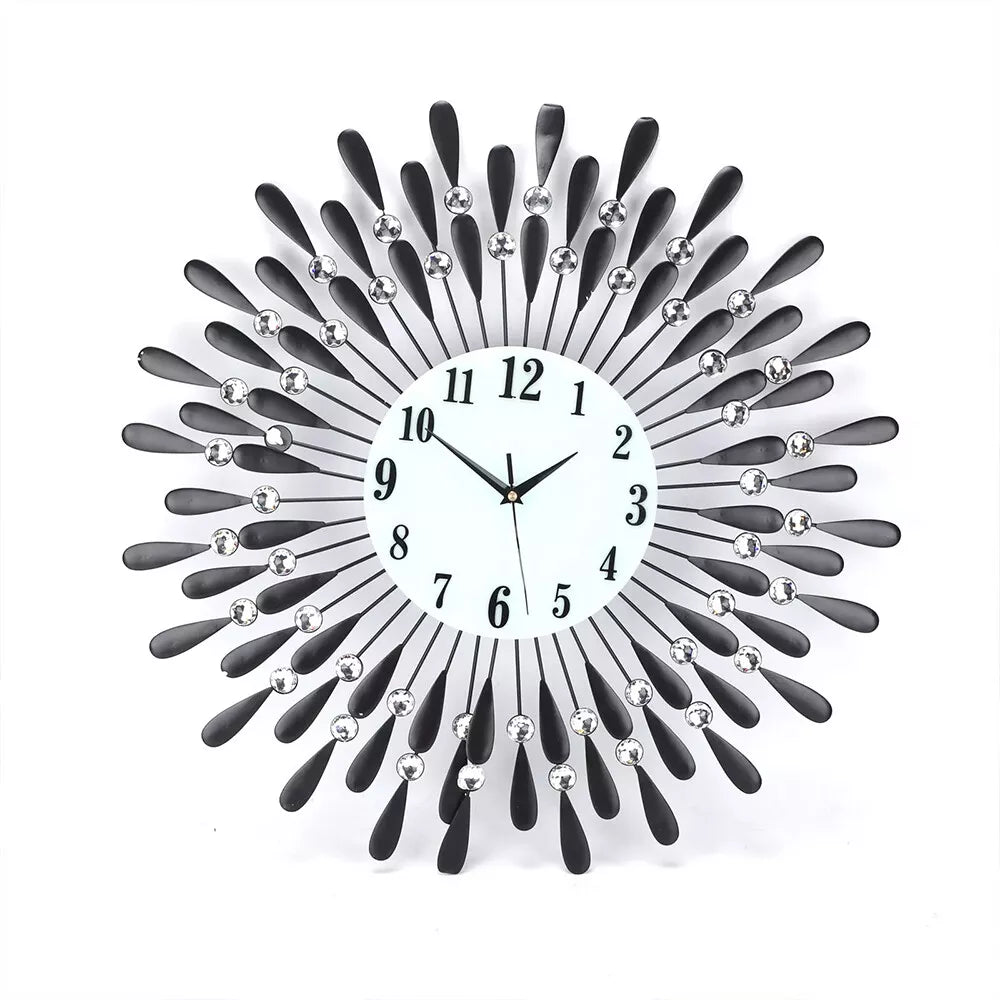 38CM Diamante Beaded Crystals Quartz Jeweled Wall Clock Home Decor Living Room