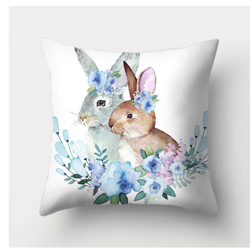 Easter Bunny Watercolor Garland Peach Skin Fabric Home Decoration Pillow Cover