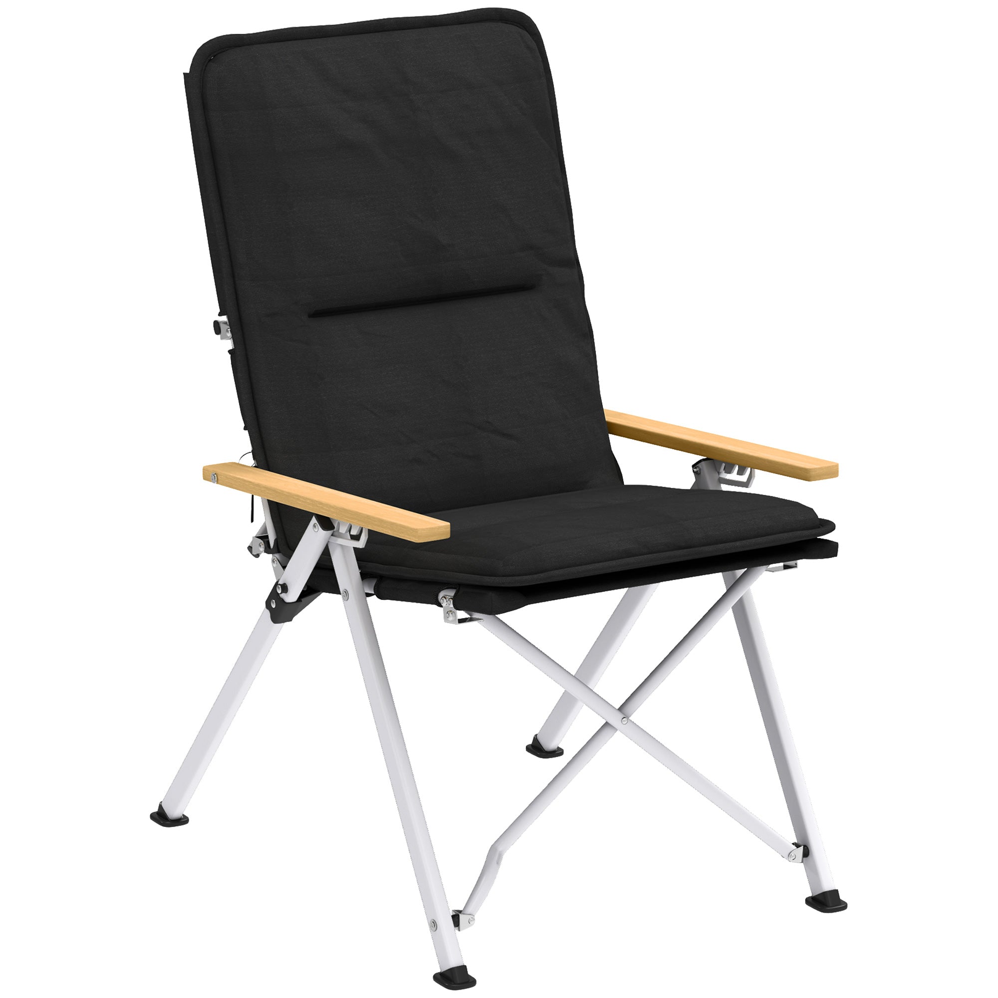 Portable Camping Chair For Adults, High Back Folding Chair With Padded Seat And Carry Bag, Outdoor Recliner For Hiking, Fishing, Beach And Picnic, Black