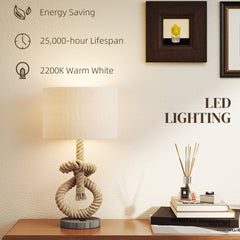 Nautical LED Table Lamp With USB Charging Port, Bedside Desk Lamp For Bedroom, Living Room, Home Office