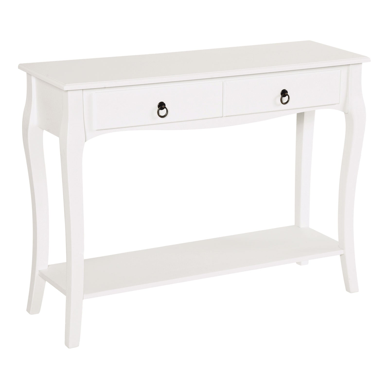 Console Table Modern Sofa Side Desk With Storage Shelves Drawers For Living Room Entryway Bedroom Ivory White