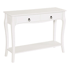 Console Table Modern Sofa Side Desk With Storage Shelves Drawers For Living Room Entryway Bedroom Ivory White