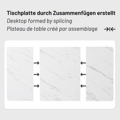 140 X 80cm Dining Table, 1-pcs Modern Kitchen Table, Metal Frame Rectangular Dining Table In Modern Marble Pattern Kitchen Table With Adjustable Feet For Dining Room Living Room, White Black