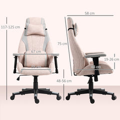 Fabric Gaming Chair With Lumbar Support, Headrest - Pale Pink