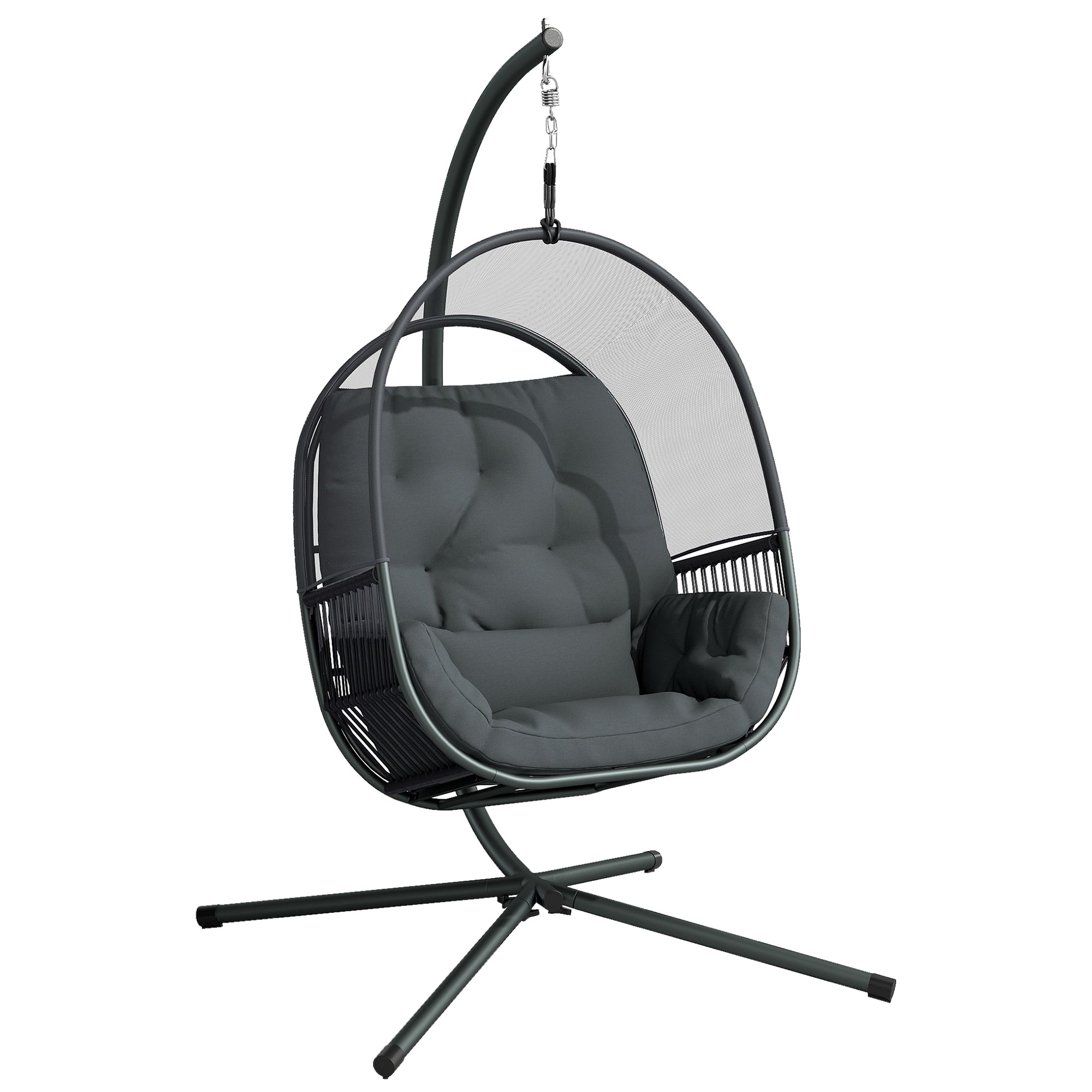 Hanging Egg Chair, With Cushion - Dark Grey