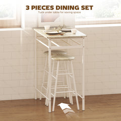 Bar Table Set, Bar Table And Stools Set, Footrest And Storage Shelf, For Kitchen, Dining Room, Pub, Cafe, White And Oak