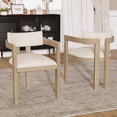 Set Of 2, Solid Wood Chairs, Dining Chairs, Suitable For Homes, Restaurants, Living Rooms, And Cafes, Linen, Natural Color