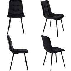 117x68cm Dining Table With 4 Chairs Set, Rectangular Dining Table Modern Kitchen Table Set,Dining Room Chair Black Velvet Kitchen Chair,Black Table Legs