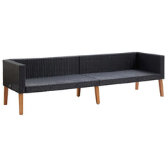 3-seater garden sofa with cushions, poly rattan;   1-seater garden sofa