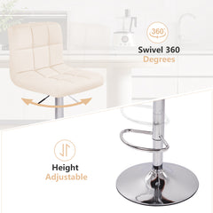Swivel Bar Stools Set Of 2 Modern PU Leather Barstools With Midback, Adjustable Counter Height Bar Chairs