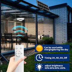 228LED Motion Sensor Solar Chandelier With Remote Control 3 Color Temperature Dimmable 5 Modes Courtyard